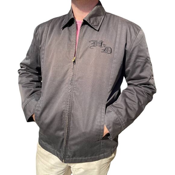 Harley-Davidson Canvas Cotton Blend Full Zip Jacket, Dark Grey, Biker, Men's Med - Picture 1 of 12